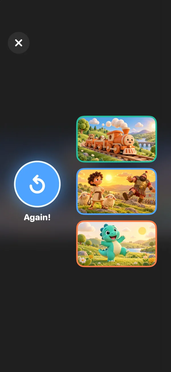 The end of a video: Again, and three videos from the library